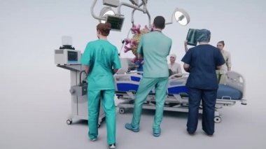 Doktorlar koronavirüsle (covid-19) mücadele eder. 3D canlandırma - 1.