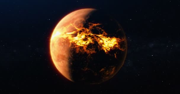 Animación Del Planeta Volcánico Alienígena Espacio — Vídeo de stock