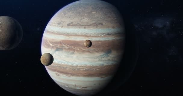 Animacja Planety Jowisz Kallisto Europa Ganimedes Przestrzeni — Wideo stockowe
