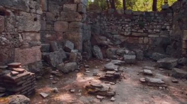 Antik şehir Phaselis 'in kalıntıları. Hindi. Kemer