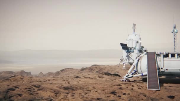 Колонія Марса Експедиція Планету База Марса Анімація — стокове відео