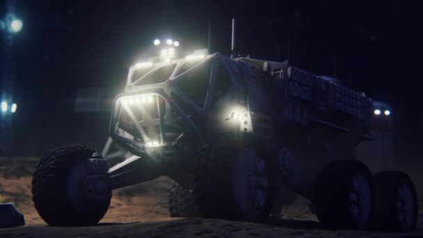 火星的夜间殖民地去地球探险 火星基地3D动画 — 图库视频影像