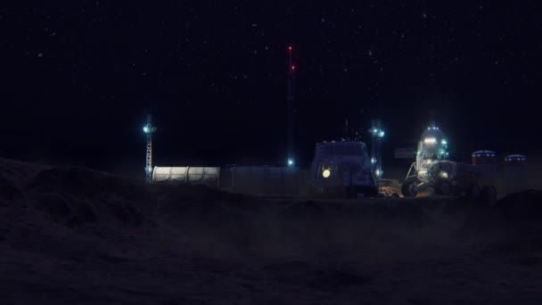 Нічна Колонія Марса Дослідницька Експедиція Планету Марсіанська База Анімація — стокове відео
