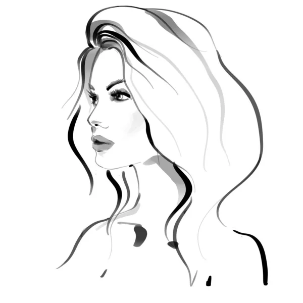 Fashion Sketch Illustration Girl Woman Beauty Isolated Lifestyle Dream Paris — Stock Photo, Image