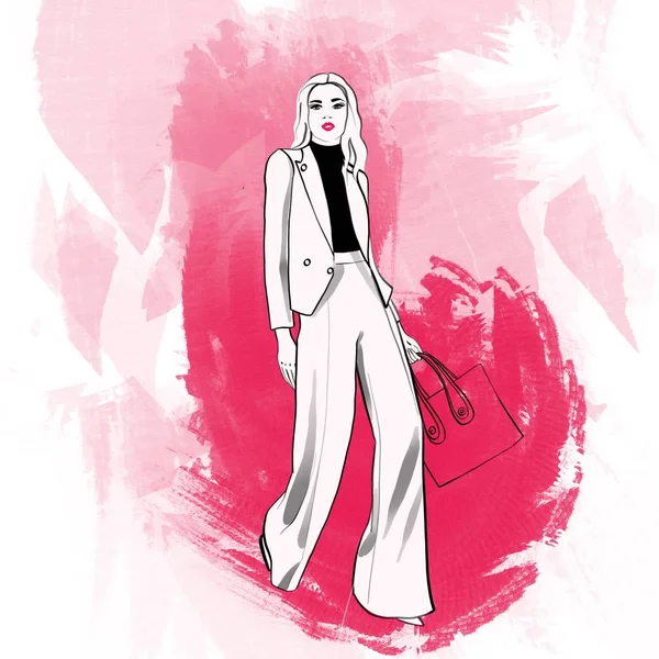Mode Skiss Illustration Flicka Kvinna Skönhet Isolerad Livsstil Dröm Paris — Stockfoto