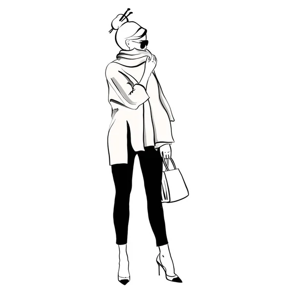 Moda Boceto Ilustración Chica Mujer Belleza Aislado Estilo Vida Sueño Imagen de stock