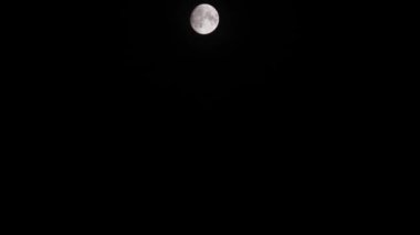 Full moon appearing from top and moving down at night