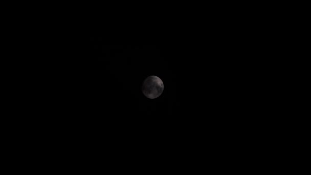 Luna piena che appare dalle nuvole di notte — Video Stock