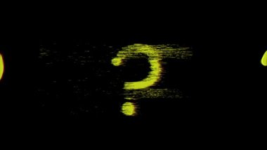 Sarı Ascii harfleriyle oluşturulan soru işareti sembolü. Ağır dijital hata bozma fx uygulandıName.