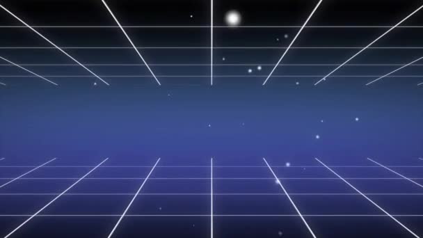 Retro 80s Background Animation Loops Com grades e linhas de néon azul — Vídeo de Stock