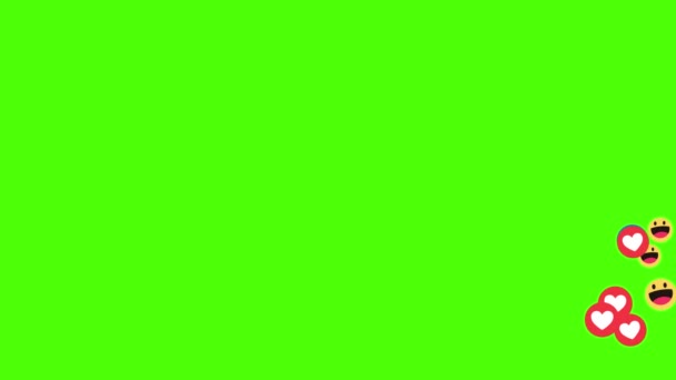 Ukraine - August 21 2019: Social media background green screen live style animated emoji heart social media icon. Social media icons, social media screen background. Valentine day love beautiful. — Stockvideo