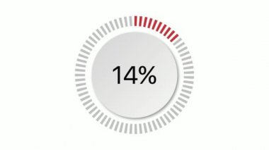 Web tasarımı, kullanıcı arayüzü veya infografik için 0 ile 100 arasında daire yüzdesi diyagramları - kırmızı ile gösterge