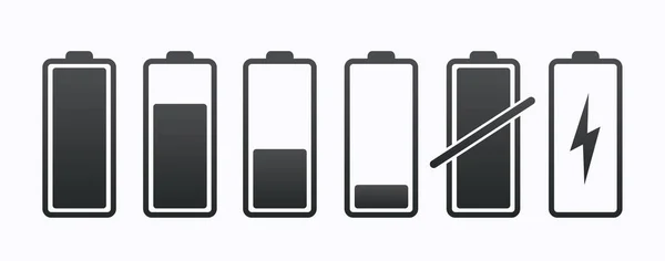 Indicateurs de niveau de charge de batterie avec dégradé — Image vectorielle