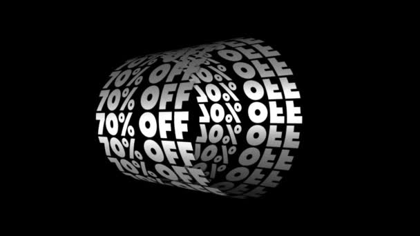 70 OFF Sale. Kinetická typografická smyčka 3D animace. Reklamní animovaný nápis. Konečný prodej. Černý pátek. Kybernetické pondělí — Stock video