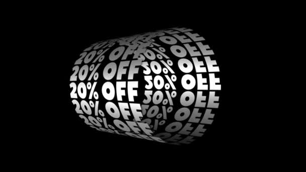 20 OFF Sale. Kinetická typografická smyčka 3D animace. Reklamní animovaný nápis. Konečný prodej. Černý pátek. Kybernetické pondělí — Stock video