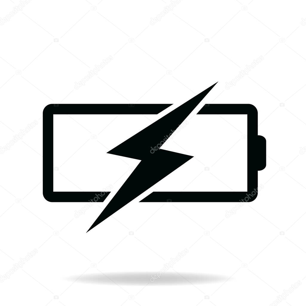 Battery charging icon on white background. Simple element illustration from Tools and utensils concept