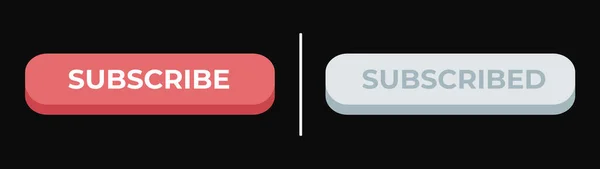 Abonneer Button, ingeschreven met rode bel op donkergrijze achtergrond — Stockvector