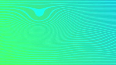 Sıraların 2d animasyonu ve dalgalanan renkli yeşil çizgilerin sıraları. Renkli dalga gradyan animasyonu. Gelecekteki geometrik desenler hareket arkaplanı.