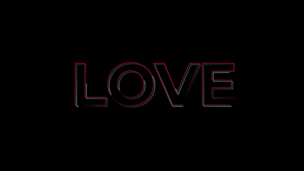 Stilvolle bunte Schrift Liebe in Neon. Glühende Animation von buntem Text Liebe für Vj auf der Disco-Party. Konzept der modernen Kunst in farbigen 2D-Grafiken. — Stockvideo