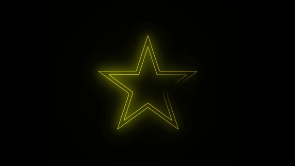 Звездная форма неоновой линии, нарисованная с полным круговым поворотом плюс петлей с мигающей сеткой. Синий и розовый цвета яркие линии на черном фоне.