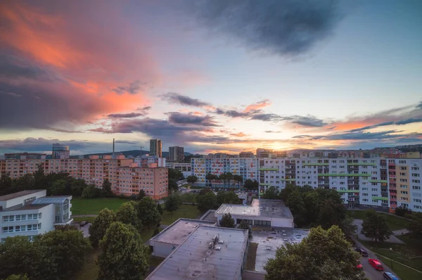 이상의 화려한 일몰입니다 Petrzalka 슬로바키아 — 스톡 사진