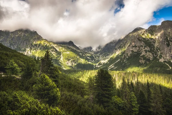 Částečně Slunný Mengusovské Údolí Vrcholy Vysokých Tater Slovensku — Stock fotografie