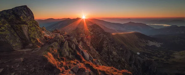 Hegyi Táj Naplemente Nézd Meg Mount Dumbier Alacsony Tátra Szlovákia — Stock Fotó