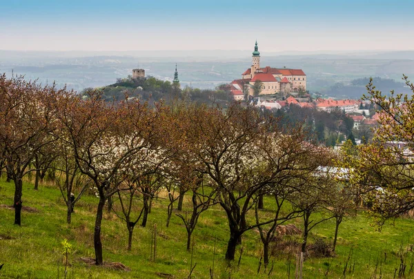 Mikulov slott och Gettorn — Stockfoto