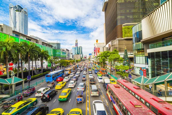 Area in front of Central World Shopping Mall. Heavy Traffic on R Stock Image