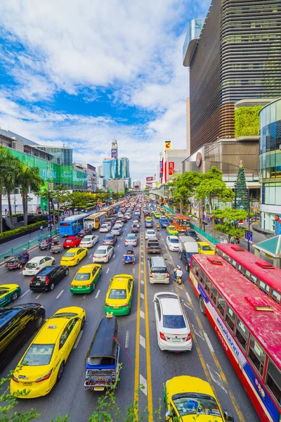 Area in front of Central World Shopping Mall. Heavy Traffic on R Stock Picture