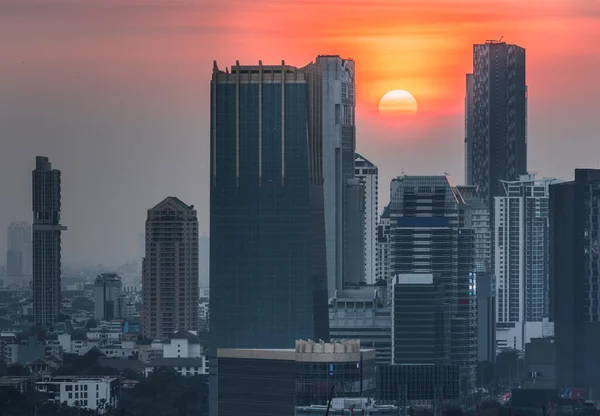 泰国曼谷的城市景观 色彩斑斓的日落 — 图库照片