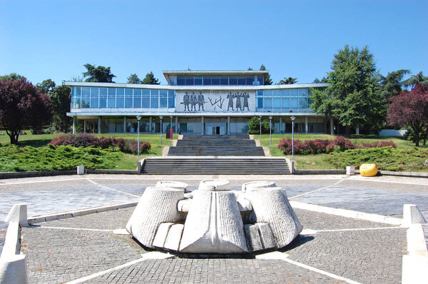 The Building of Museum of Yugoslav History. Visitors of House of Flower - tomb of President of Ex Yugoslavia.