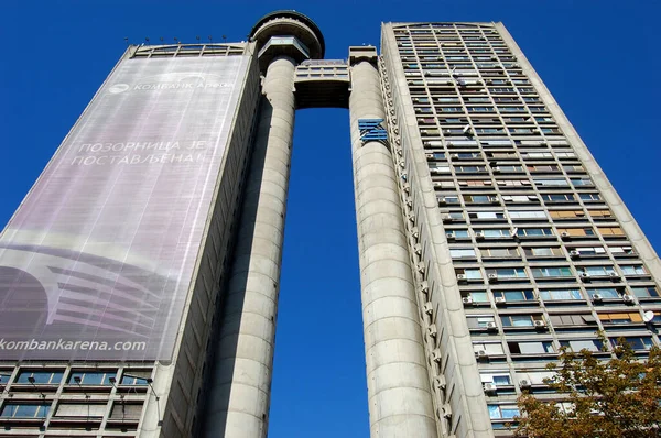 Building known as Western Gate of Belgrade. Double Skyscraper in New Belgrade. Business and residential building. It is one of the highest building in Belgrade.