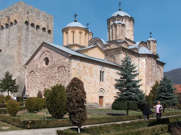 마나시야 수도원 Manasija Monastery 전반기에 Despot Stefan Lazarevi 세르비아 정교회 — 스톡 사진