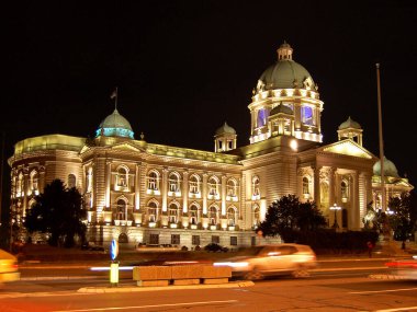 Sırbistan Cumhuriyeti Parlamentosu Belgrad 'da Gece Görüşü