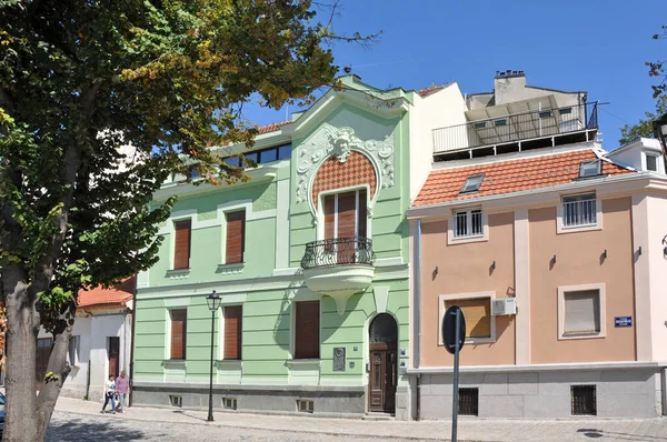 Kosancicev Venac Street Old Part Belgrade House Famous Mathematician Mihajlo Stock Image