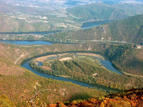 West Morava River. View from Mount Kablar on the meanders of the river.