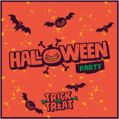 Cadılar Bayramı partisi balkabağı afişi Cadılar Bayramı partisi için Ekim portakalı