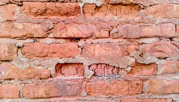 Red Old Brick Wall Dirty Brickwork — Stock Photo, Image