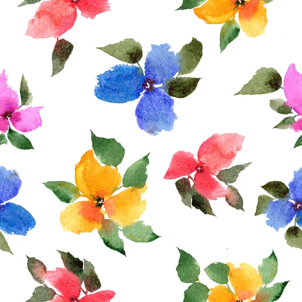 Акварельні Квіти Акварельний Квітковий Фон Безшовна Квіткова Листівка Квітковий Живопис — стокове фото