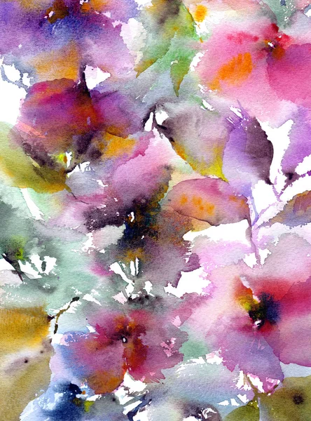 Rosa Blüten Aquarell Floralen Hintergrund Florale Malerei Für Dekoration Grußkarten — Stockfoto