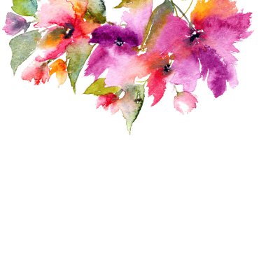 Çiçek buketi. Sulu boya çiçekler tebrik kartı için. Düğün davet şablonu. Düğün çiçekleri. Çiçek sınır.