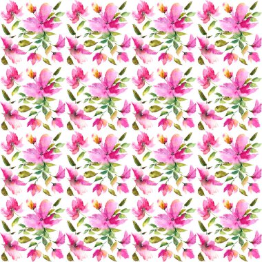 Sorunsuz çiçek arka plan. Kumaş çiçek desenli. Tekstil desen şablon. Pembe çiçekler. Çiçek duvar kağıdı. Suluboya çiçek arka plan. Düğün davetiyesi tasarımı.