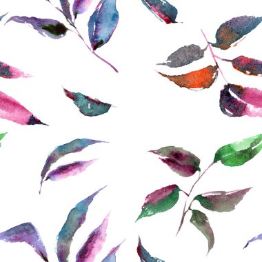Dikişsiz desen bırakır. Yaprak çizim. Arka plan yaprak. Renkli sonbahar duvar kağıdı. Yaprakları ile dekoratif arka plan