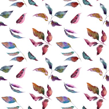 Dikişsiz desen bırakır. Yaprak çizim. Arka plan yaprak. Renkli sonbahar duvar kağıdı. Yaprakları ile dekoratif arka plan
