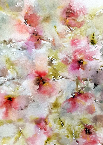 Malowanie Kwiatów Ścianę Wystroju Domu Wnętrza Malarstwo Abstrakcyjne Kwiaty — Zdjęcie stockowe