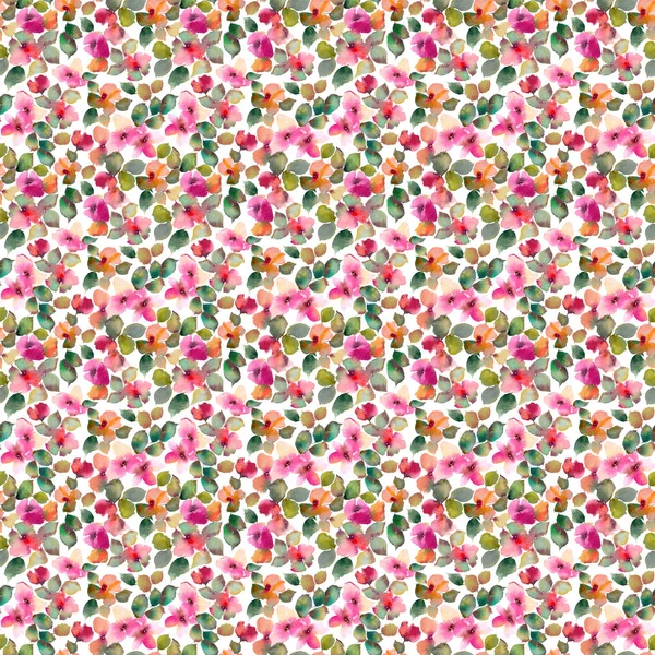 Watercolor floral background. Seamless floral pattern. Watercolor flower fabric. Floral painting. Greeting card with watercolor flowers.