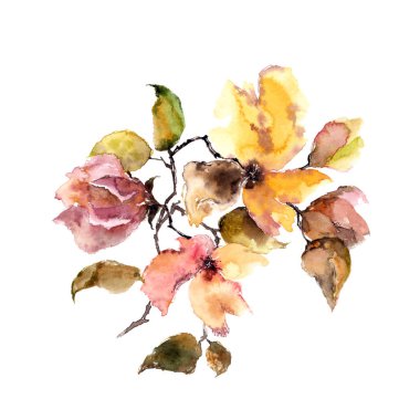 Beyaz arka plan üzerinde renkli soyut çiçek