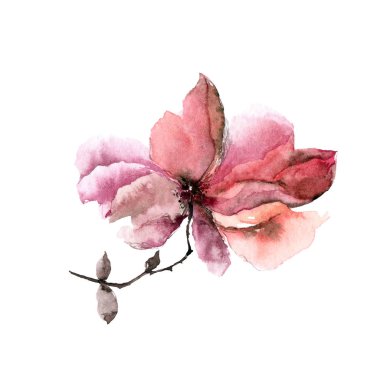 Beyaz arka plan üzerinde renkli soyut çiçek