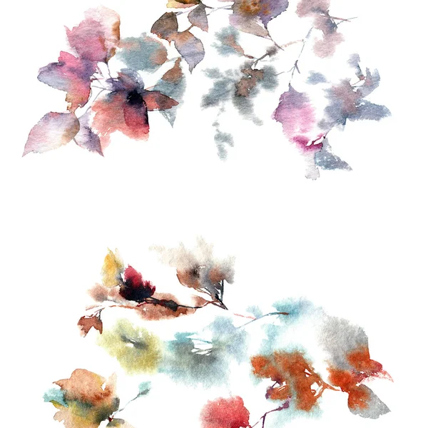 Papier Peint Floral Abstrait Dessiné Main — Photo